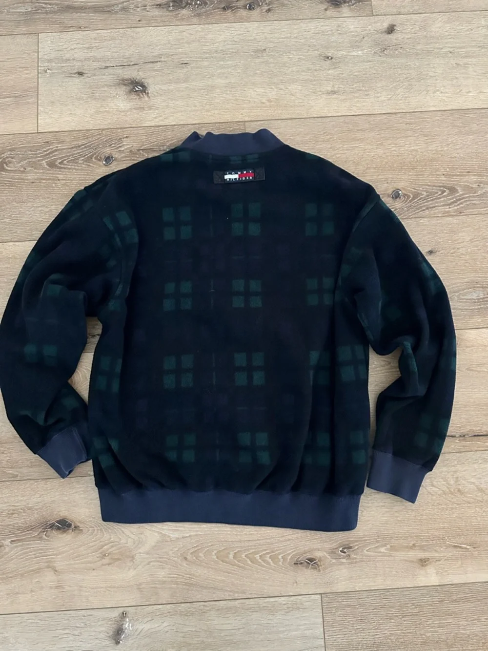 Vintage 90s Tommy Hilfiger 1/2 Zip Fleece Blackwatch Plaid Pullover Men’s L